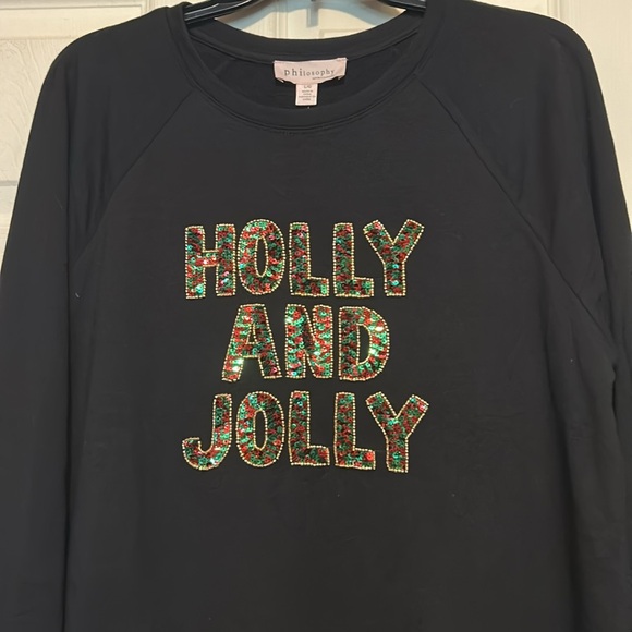 Philosophy Holiday Christmas Top Size Large Black - Picture 2 of 7